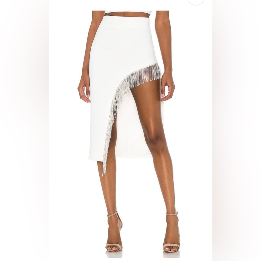 NBD Robb white fringe dress